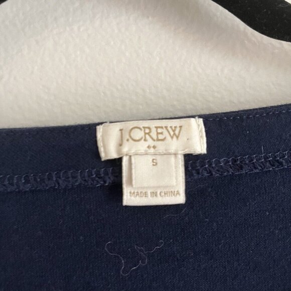 J.Crew Factory Women S Navy Blue Cotton Embroidered Boho Bell Sleeve Blouse - Picture 6 of 9